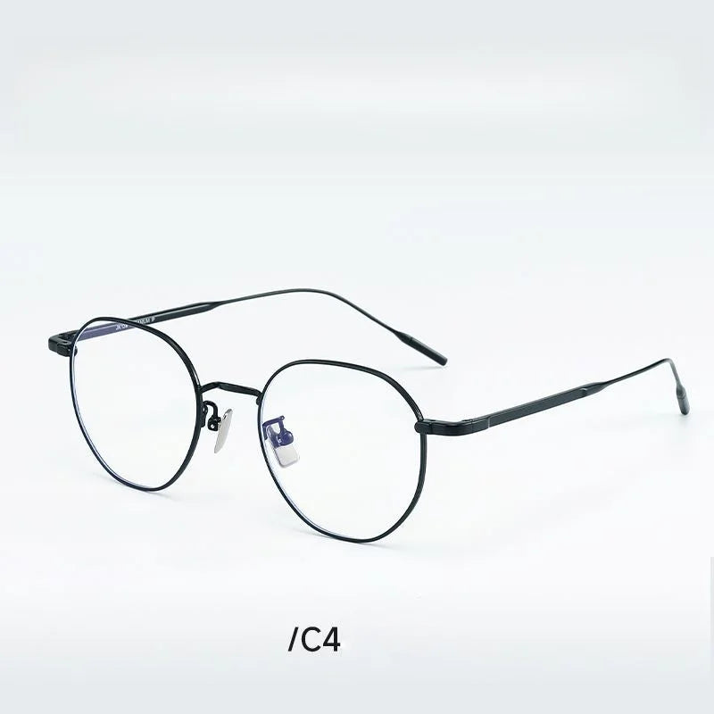 Momoja Unisex Full Rim Flat Top Oval Square Titanium Eyeglasses 30908