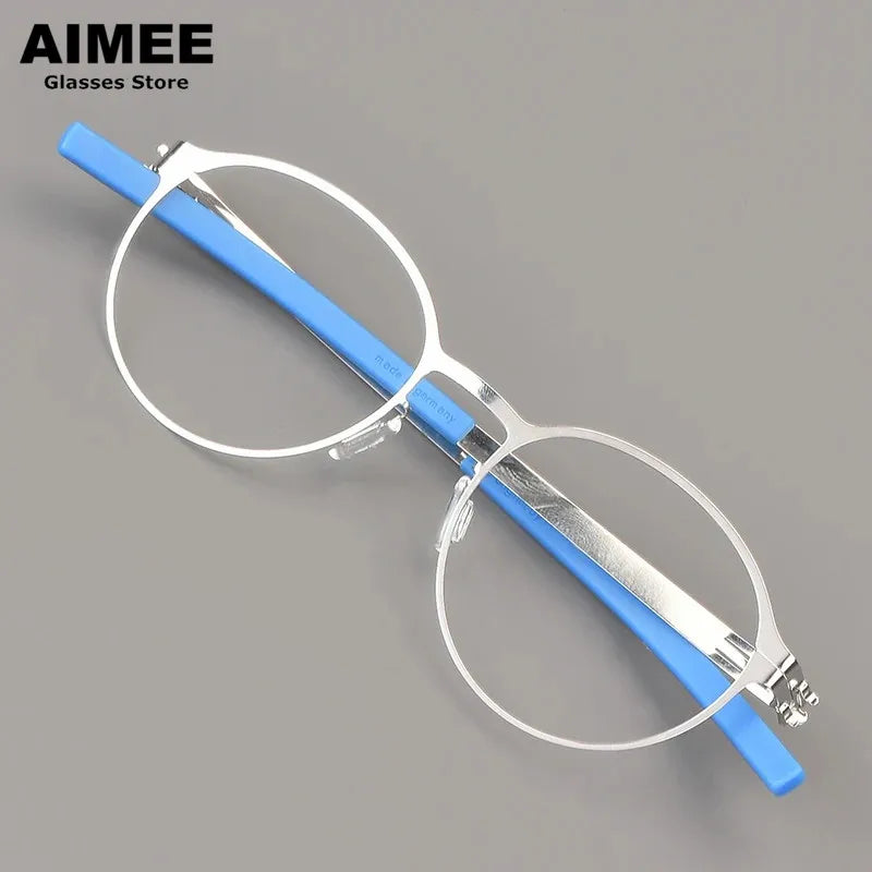 Aimee Women's Full Rim Oval Round Screwless Steel Eyeglasses 1178 Full Rim Aimee Silver  