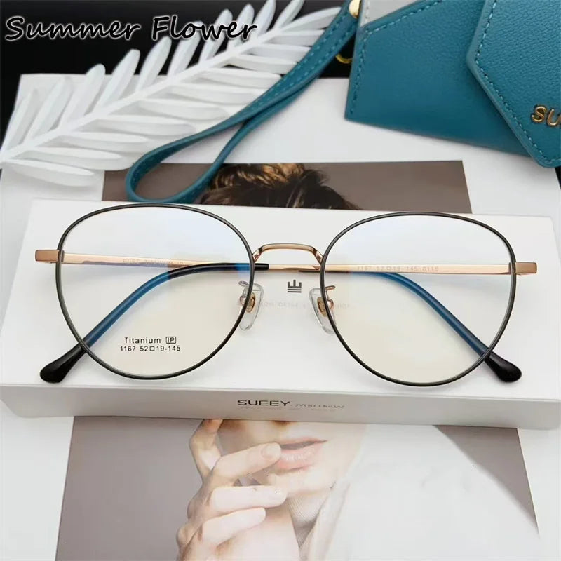 Summer Flower Unisex Full Rim Oval Titanium Eyeglasses 11674