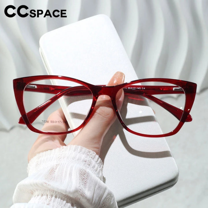 CCspace Women's Full Rim Square Cat Eye Tr 90 Titanium Eyeglasses 7036 Full Rim CCspace   