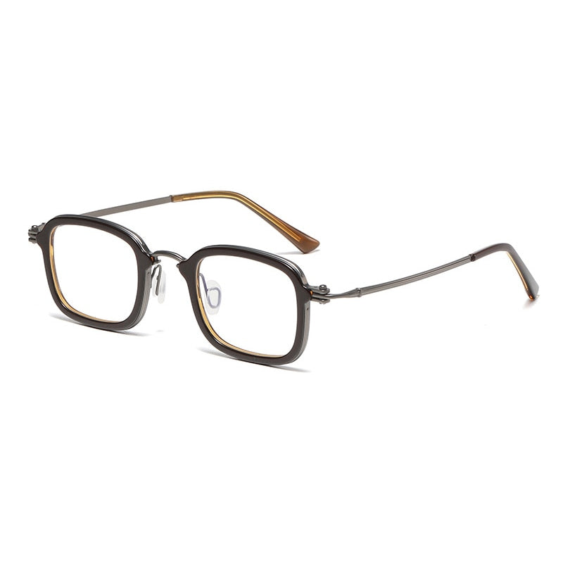 Gatenac Unisex Full Rim Square Acetate Titanium Eyeglasses Gxyj1048 Full Rim Gatenac   