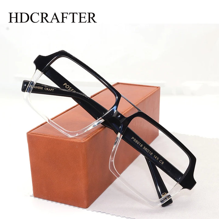 Hdcrafter Men's Full Rim Square Double Bridge Acetate Eyeglasses 696016