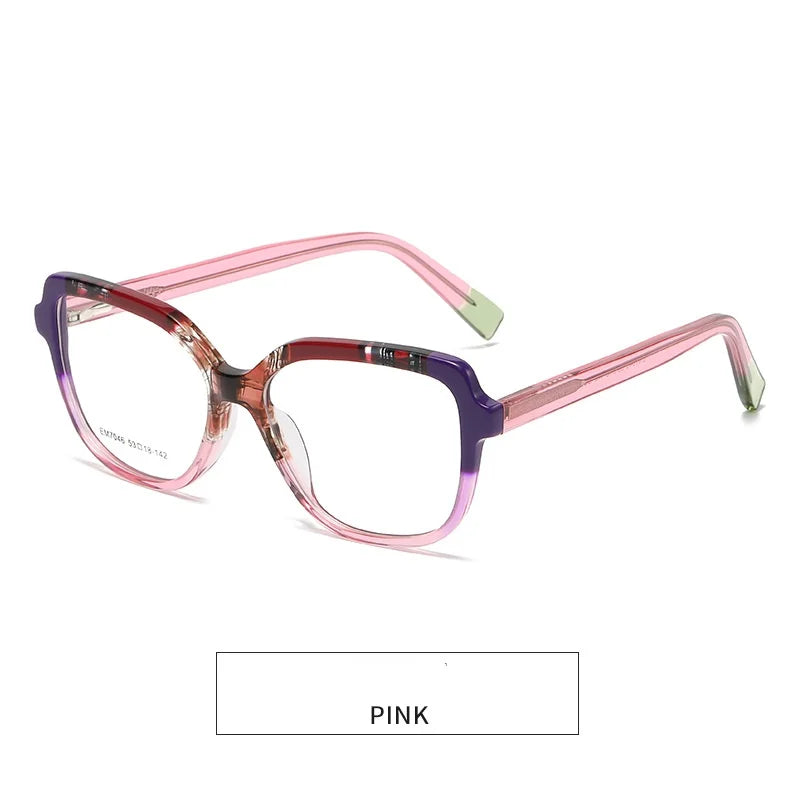 KatKani  Women's Full Rim Square Acetate Eyeglasses Em7046 Full Rim KatKani Eyeglasses PINK  