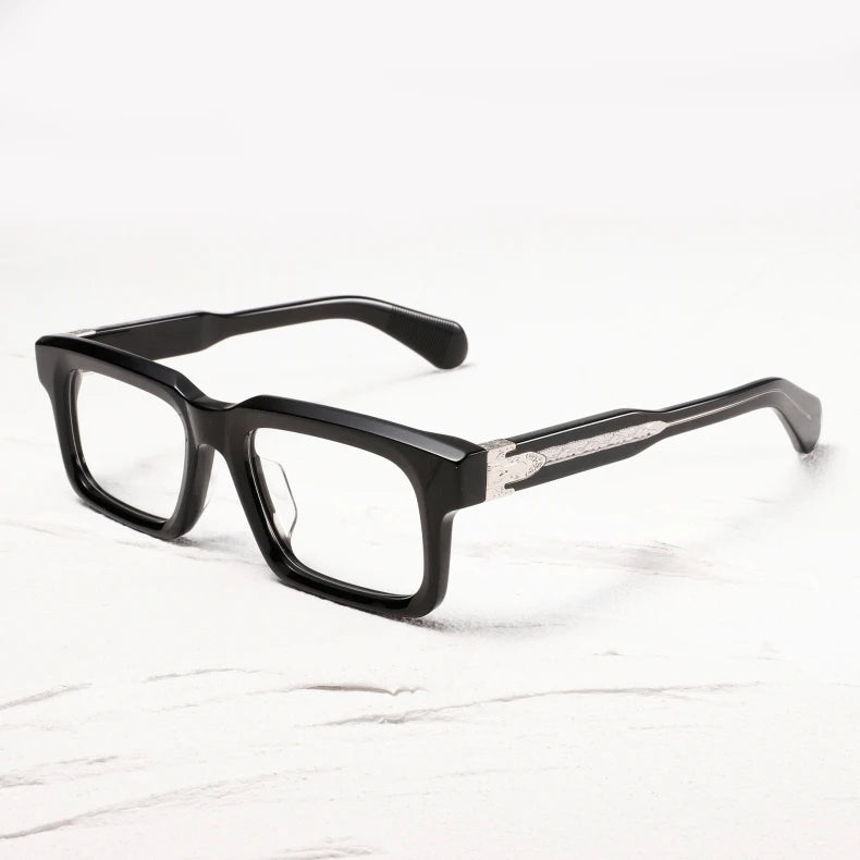 Black Mask Unisex Full Rim Square Thick Acetate Eyeglasses 30212 Full Rim Black Mask   