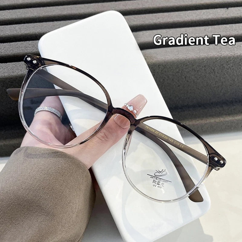 KatKani Women's Full Rim Round Tr 90 Eyeglasses 41308 Full Rim KatKani Eyeglasses Gradient Brown CHINA 