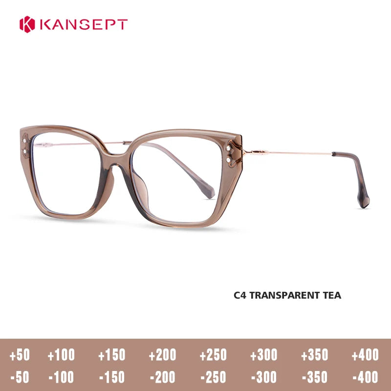 Kansept Women's Full Rim Square Tr 90 Alloy Reading Glasses 45771