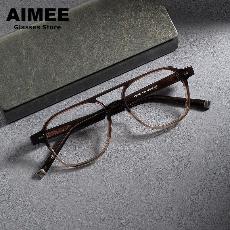 Aimee Unisex Full Rim Square Double Bridge Acetate Eyeglasses 8172