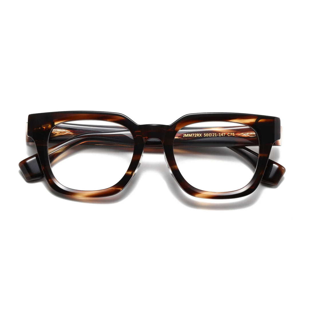 Aror Men's Full Rim Square Brow Line Thick Acetate Eyeglasses 94721 Full Rim Aror Leopard