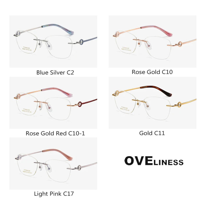 Oveliness Women's Rimless Oval Cat Eye Titanium Eyeglasses 196009 Rimless Oveliness   