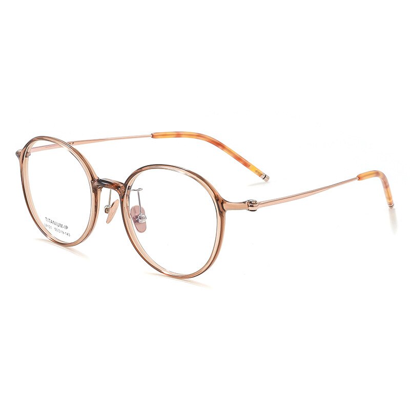 KatKani Unisex Full Rim Round Tr 90 Titanium Eyeglasses L9101 Full Rim KatKani Eyeglasses Brown  