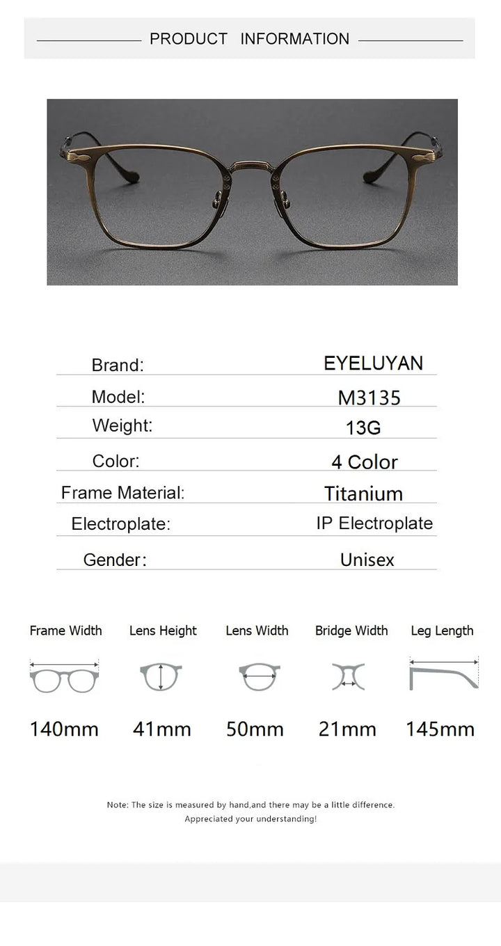 Eleccion Unisex Full Rim Square Titanium Eyeglasses 93135