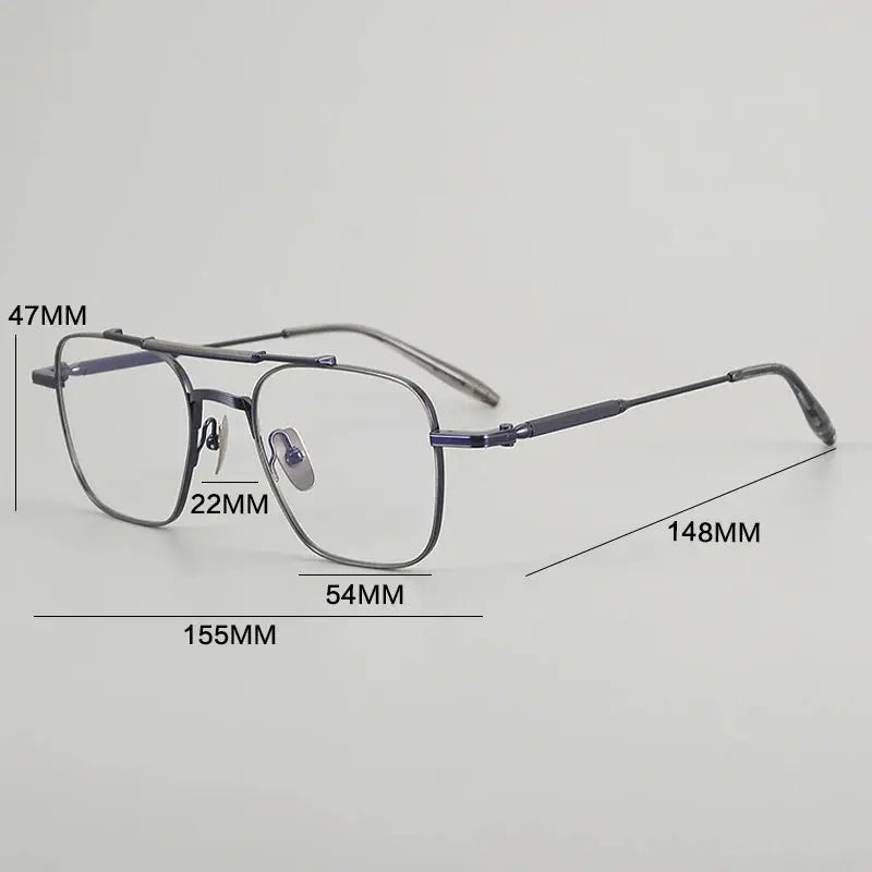 Gatenac Unisex Full Rim Big Square Double Bridge Titanium Eyeglasses 716830 FuzWeb