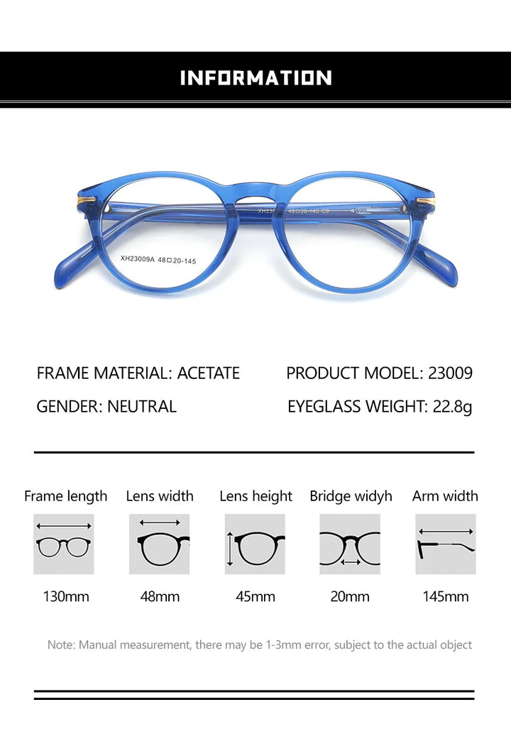 Hewei Women's Full Rim Oval Round Acetate Eyeglasses 23009