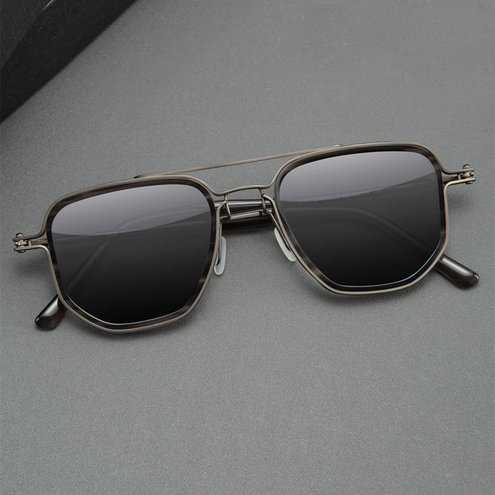 Blackmask Unisex Full Rim Square Titanium Polarized Sunglasses BM-5876S