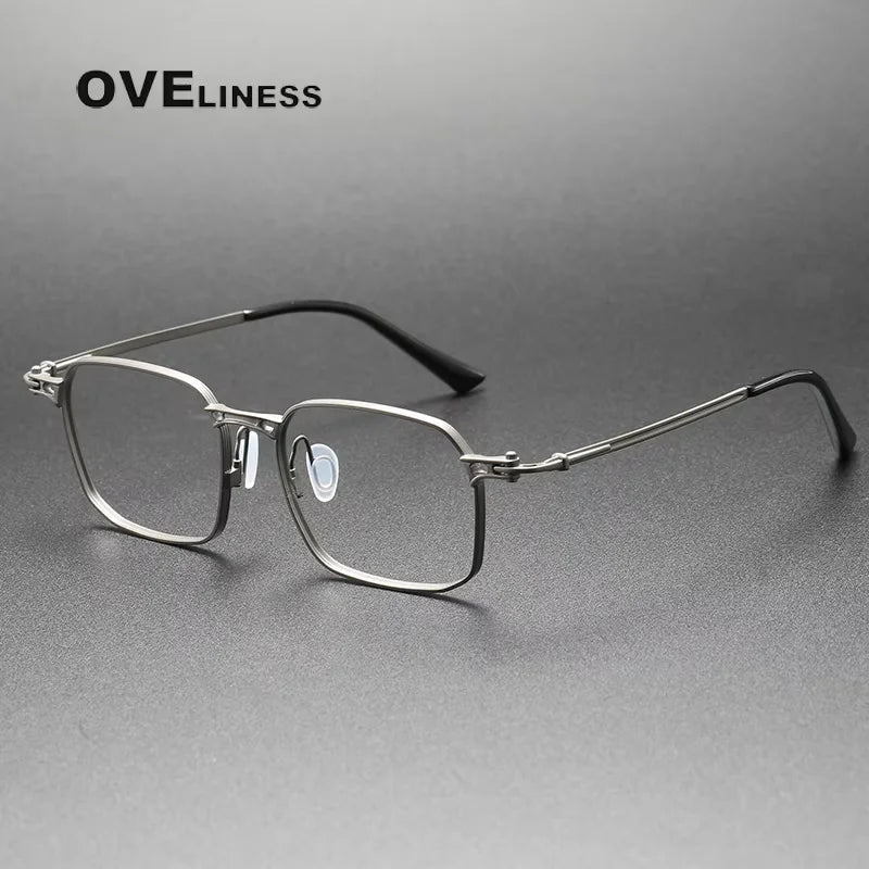 Oveliness Unisex Full Rim Big Square Titanium Eyeglasses 55892 Full Rim Oveliness gun