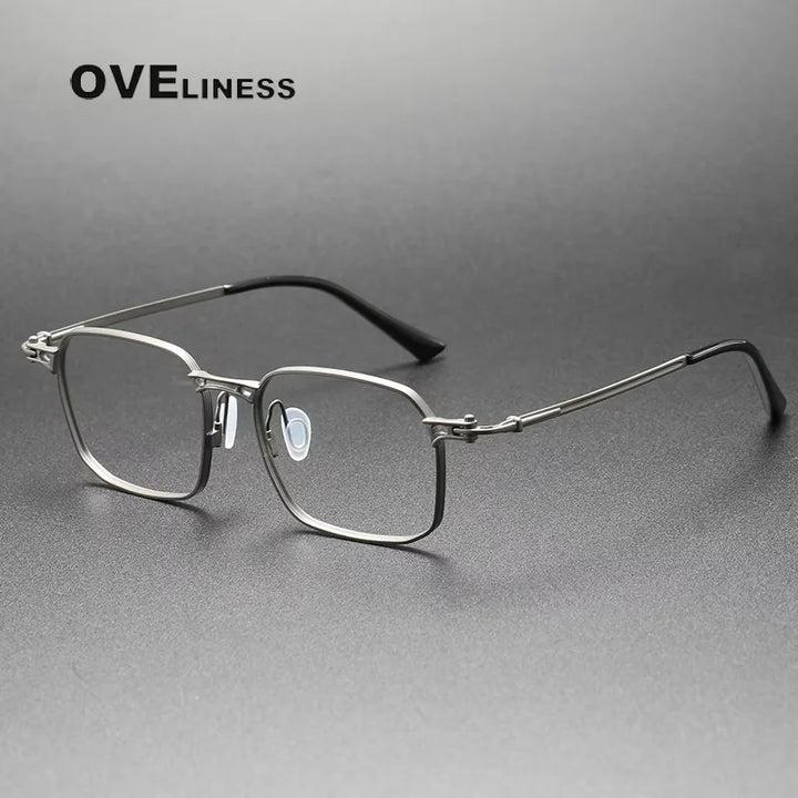 Oveliness Men's Full Rim Square Titanium Acetate Eyeglasses 85892