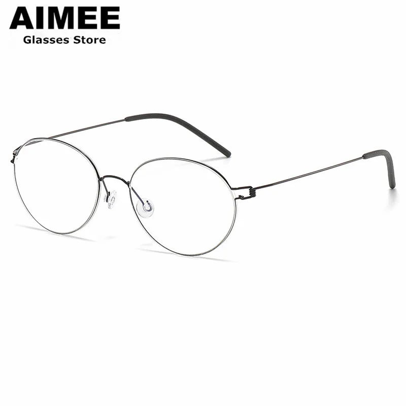 Aimee Unisex Full Rim Oval Round Screwless Titanium Eyeglasses 1318 Full Rim Aimee   