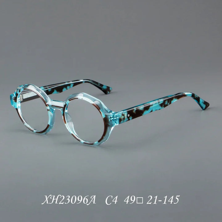 Hewei Unisex Full Rim Round Thick Acetate Eyeglasses 14121 Full Rim Hewei C4  