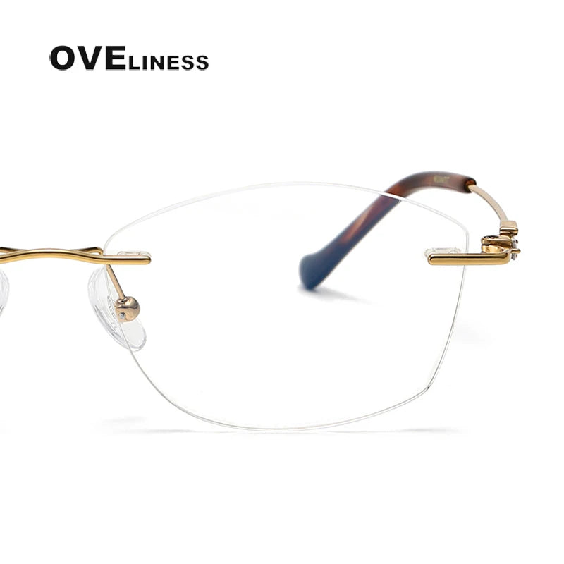 Oveliness Women's Rimless Oval Cat Eye Titanium Eyeglasses 196006 Rimless Oveliness   