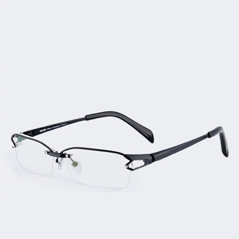 Reven Jate Men's Semi Rim Square Titanium Eyeglasses 11439