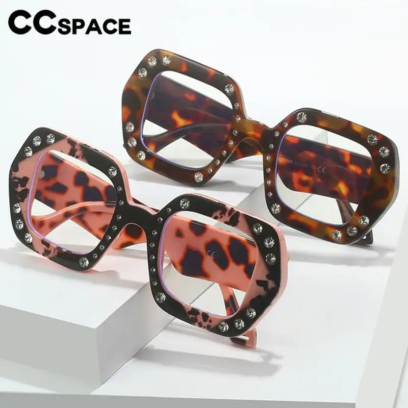 CCspace Women's Full Rim Big Square Polycarbonate Eyeglasses 57412 Full Rim CCSpace   