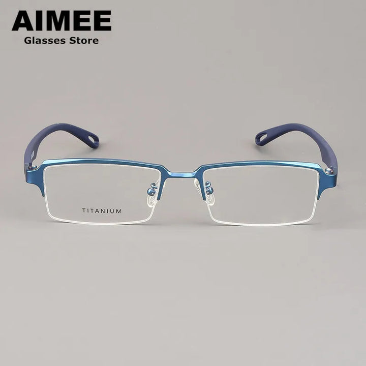 Aimee Unisex Semi Rim Big Square Titanium Eyeglasses 11505 Semi Rim Aimee   