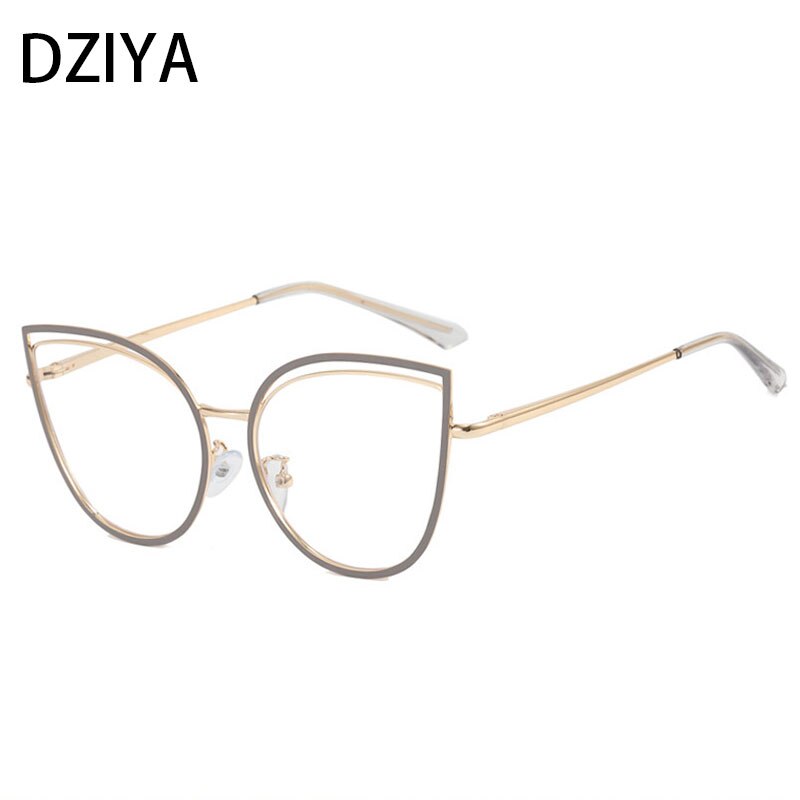 Dziya Women's Full Rim Square Cat Eye Alloy Presbyopic Reading Glasses 60859 Reading Glasses Dziya +25 Gray 