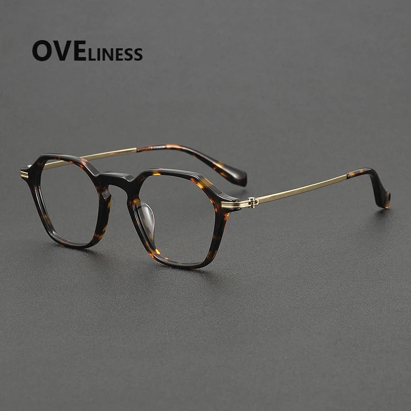 Oveliness Unisex Full Rim Polygon Acetate Titanium Eyeglasses 390013