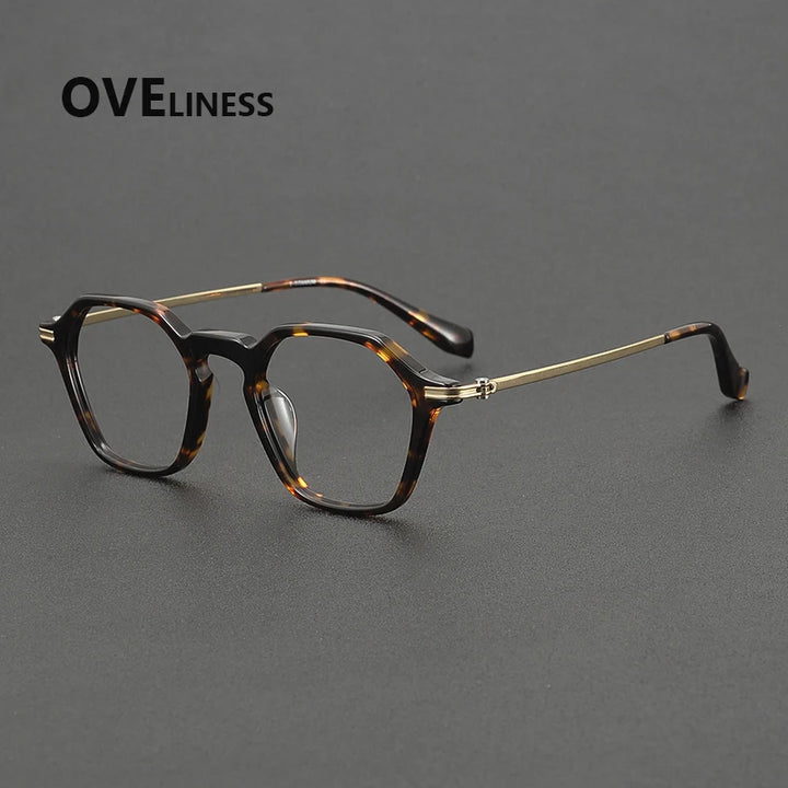 Oveliness Unisex Full Rim Polygon Acetate Titanium Eyeglasses 390013
