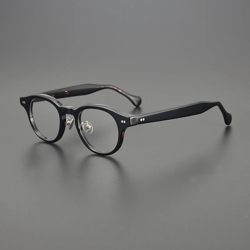 Nobler Unisex Full Rim Round Thick Acetate Temple Eyeglasses 74537 Full Rim Nobler