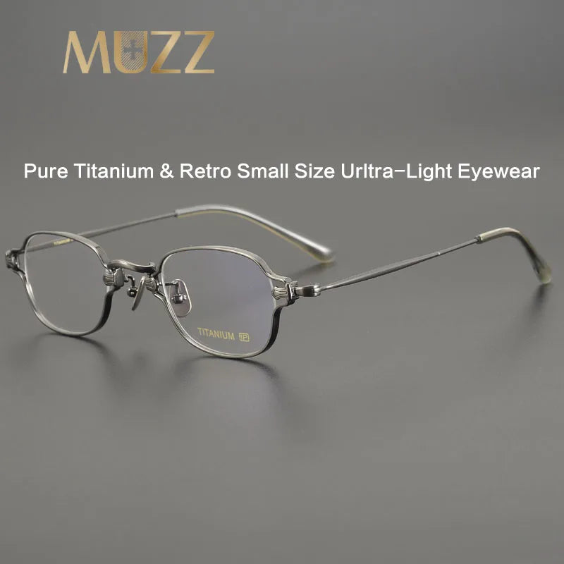 Muzz Unisex Full Rim Small Square Titanium Eyeglasses Mu186 Full Rim Muzz   