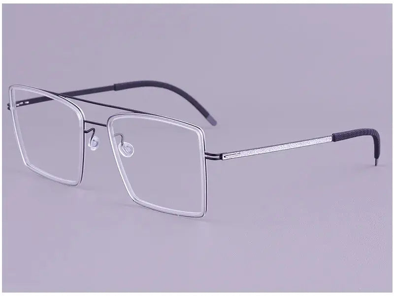 Bobbie 476456 Men’s Full Rim Square Double Bridge Titanium Frames — view 1 | Bobbie at FuzWeb