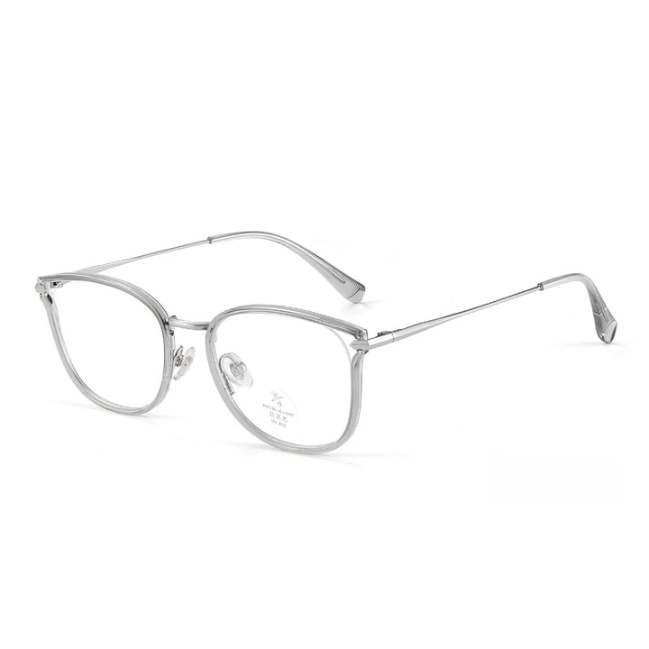 Yimaruili Women's Full Rim Square Cat Eye Alloy Tr 90 Eyeglasses Y2293 Full Rim Yimaruili Eyeglasses Transparent Gray C9  