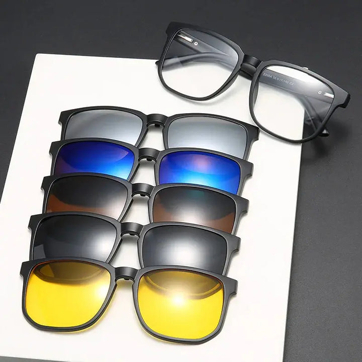 Hdcrafter Unisex Full Rim Square Acetate Frames  With Clip On Sunglasses 515670 — view 1 | Hdcrafter Eyeglasses at FuzWeb