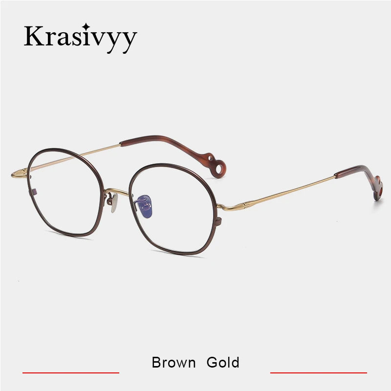 Krasivyy Unisex Full Rim Irregular Round Titanium Eyeglasses 45960