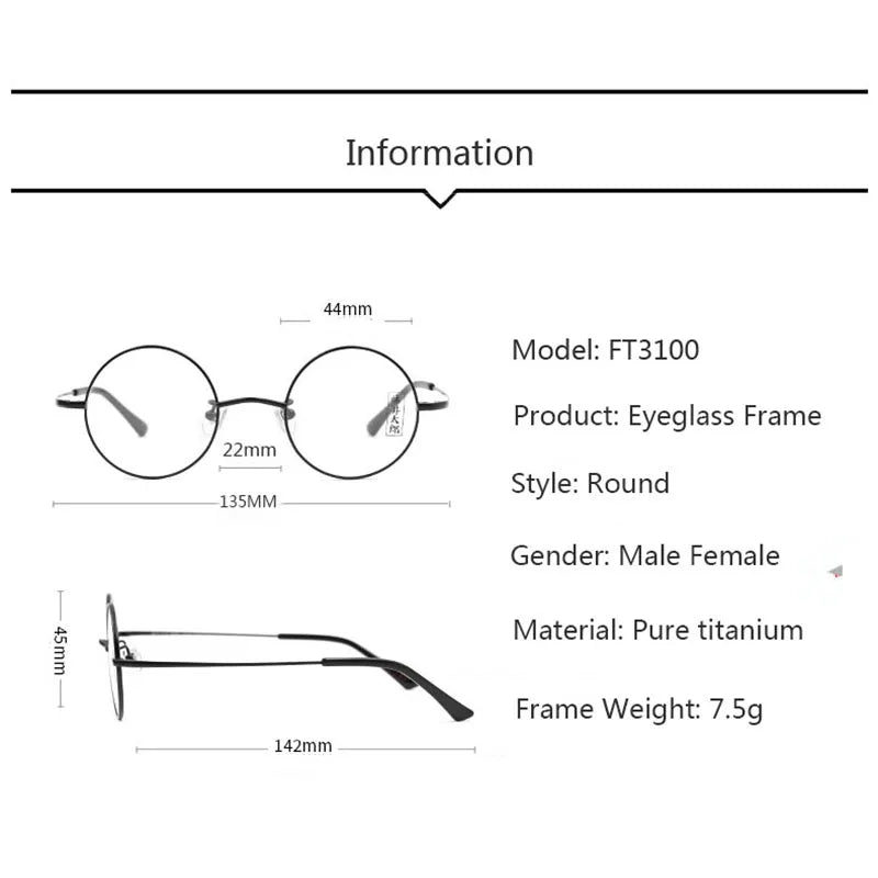 Hdcrafter Women's Full Rim Round Titanium Eyeglasses 43100 Full Rim Hdcrafter Eyeglasses