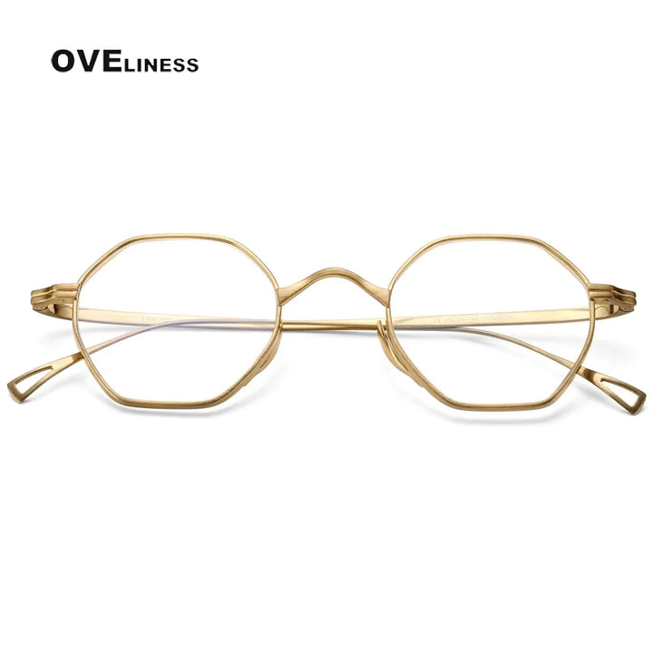 Oveliness Unisex Full Rim Polygon Titanium Eyeglasses 74152 Full Rim Oveliness Gold