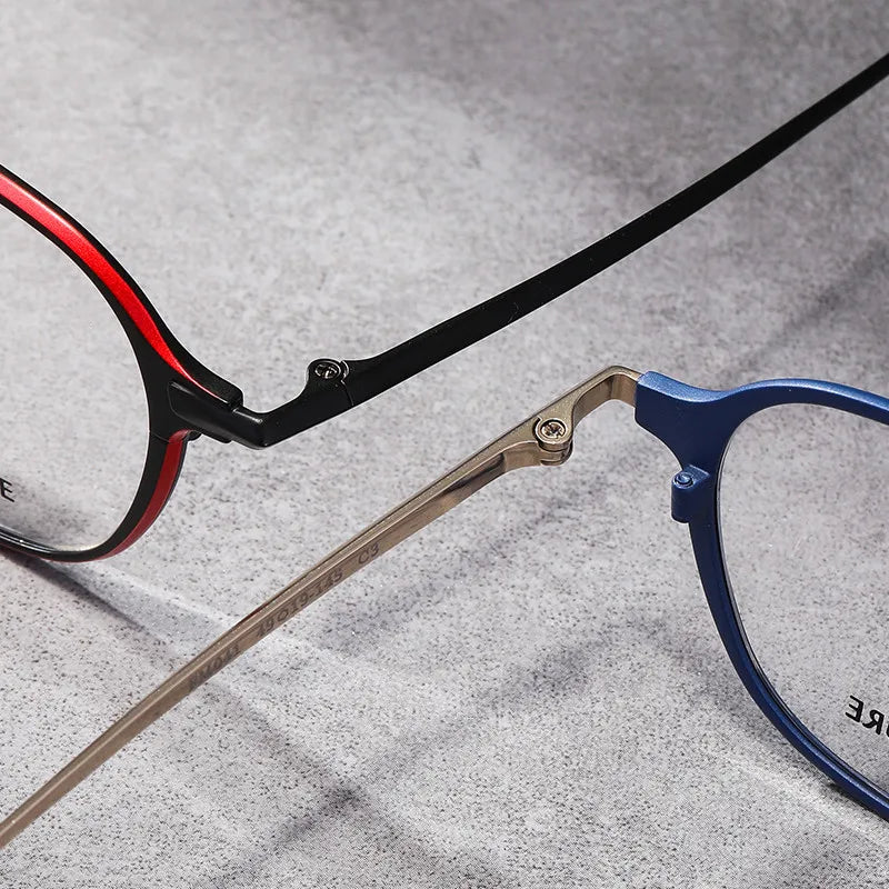 Reven Jate Unisex Full Rim Oval Round Titanium Eyeglasses 69041