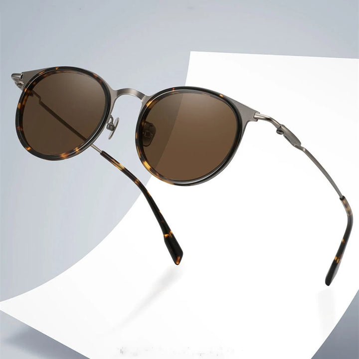 Black Mask Men Full Rim Round Titanium Polarized Sunglasses BM-0056