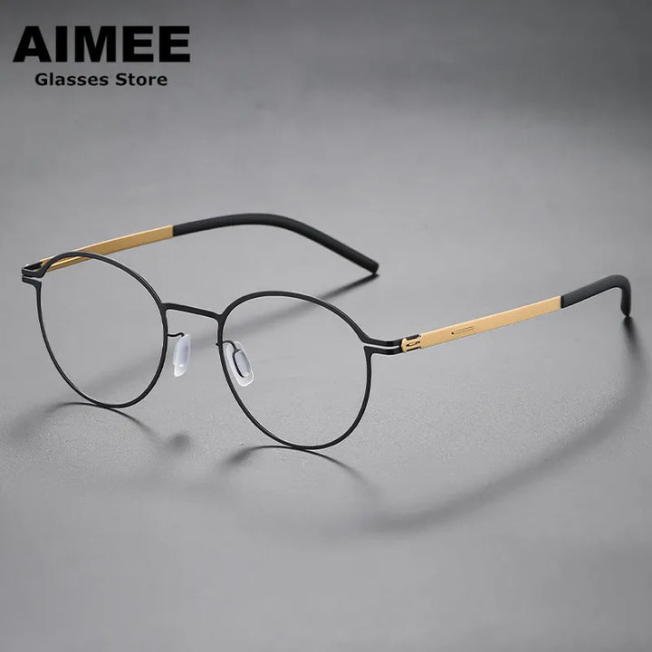 Aimee Unisex Full Rim Round Screwless Stainless Steel Eyeglasses 20015 Full Rim Aimee   