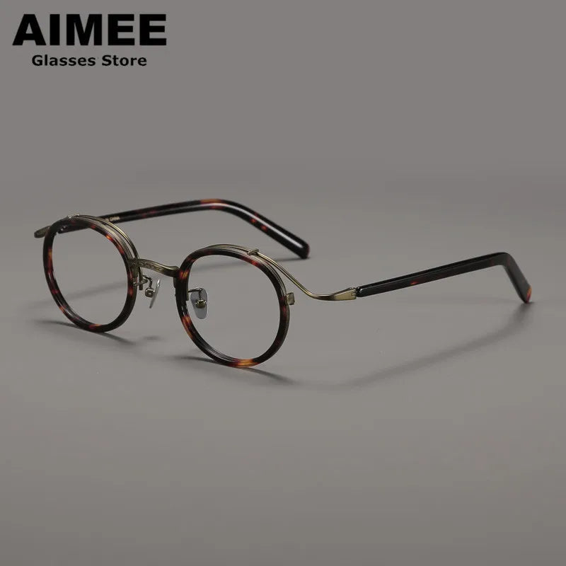 Aimee Unisex Full Rim Big Round Titanium Acetate Eyeglasses 82526