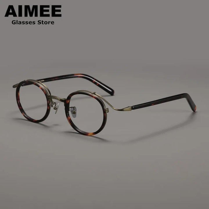 Aimee Unisex Full Rim Big Round Titanium Acetate Eyeglasses 82526