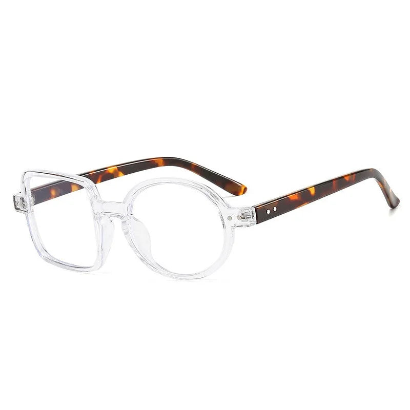 Cubojue Unisex Full Rim Square Round Tr 90 Titanium Reading Glasses 822007 Reading Glasses Cubojue clear leopard +250