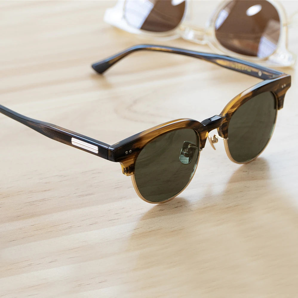 Black Mask Men Full Rim Round Titanium Polarized Sunglasses BM-PL26S