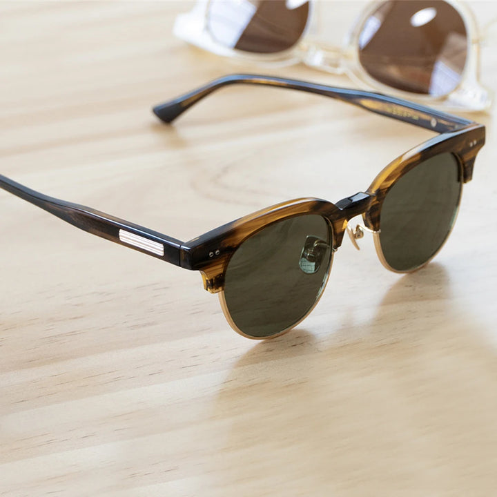 Black Mask Men Full Rim Round Titanium Polarized Sunglasses BM-PL26S