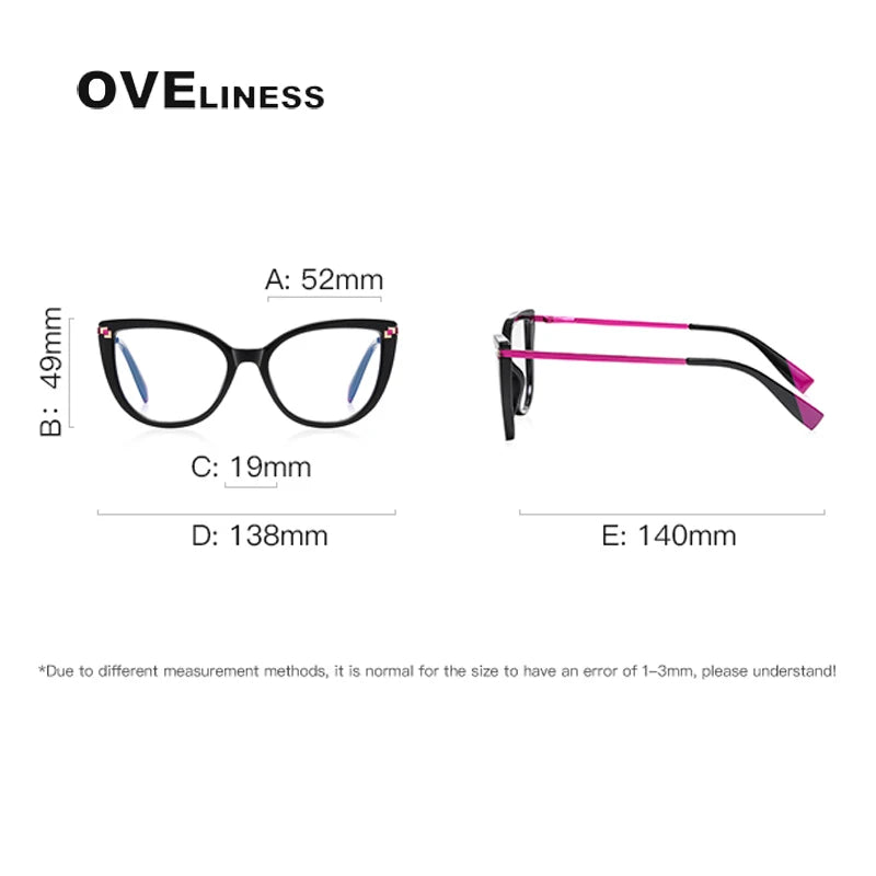 Oveliness Women's Full Rim Cat Eye Tr 90 Titanium Eyeglasses 2128 Full Rim Oveliness   