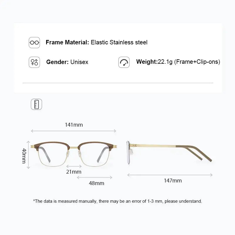 Gmei 790377 Unisex Full Rim Square Steel Frames Clip On Sunglasses FuzWeb