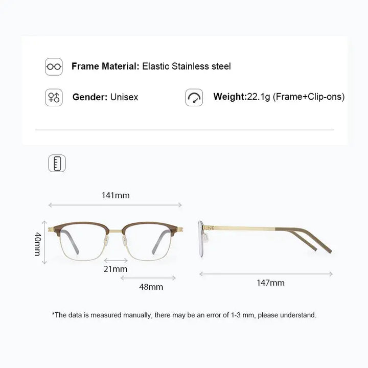 Gmei 790377 Unisex Full Rim Square Steel Frames Clip On Sunglasses FuzWeb