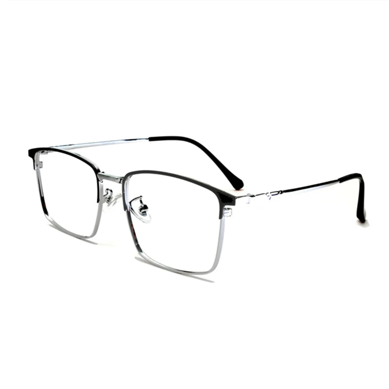 Kocolior Unisex Full Rim Big Square Titanium Eyeglasses 3010 Full Rim Kocolior Black Silver  