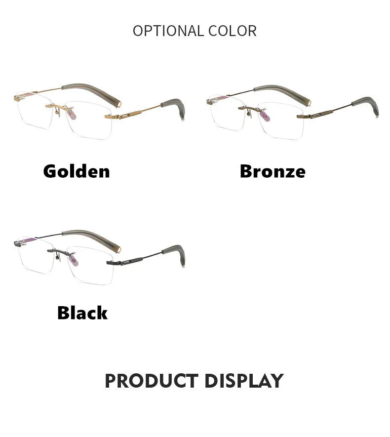 Aimee Unisex Rimless Square Titanium Eyeglasses 80817